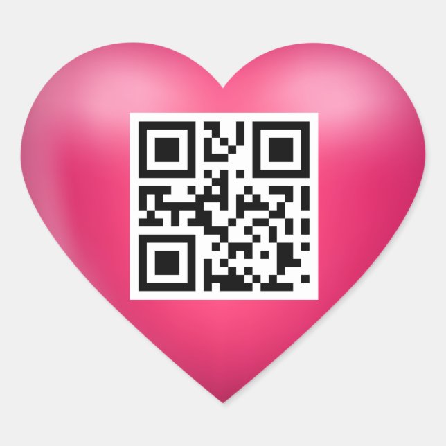 Sticker Cœur Je t'aime QR Code Rose (Devant)