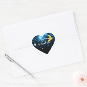 Sticker Cœur Je t'aime sur la Lune et de retour
