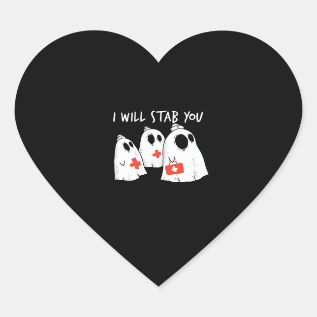 Sticker Cœur Je Te Te Te Te Fantôme Infirmière Drôle RN Hallowe (Devant)