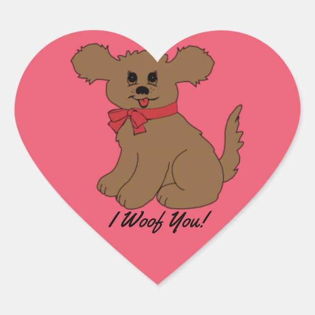 Sticker Cœur Je te veux chien (Devant)