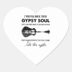 Sticker Cœur Je Veux Poser Votre Soul Tzigane Hippie Guitare