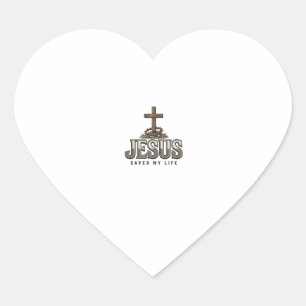 Sticker Cœur Jésus a sauvé ma vie Gravure vintage Design chréti