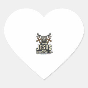 Sticker Cœur Jésus et motos vintage chrétien biker Desi