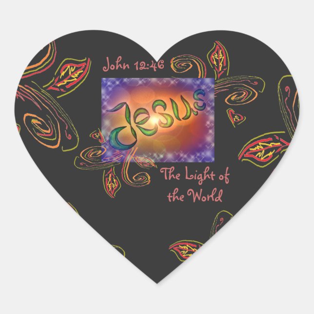 Sticker Cœur Jésus La Lumière du Monde (Devant)