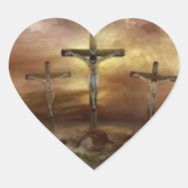 STICKER CŒUR JÉSUS SUR LA CROIX (Devant)