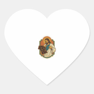 Sticker Cœur Jésus Vêtements De Sport Noirs Couverts De Craie D