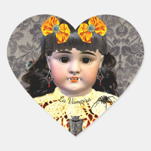 Sticker Cœur Joli bâton de poupée Vampire