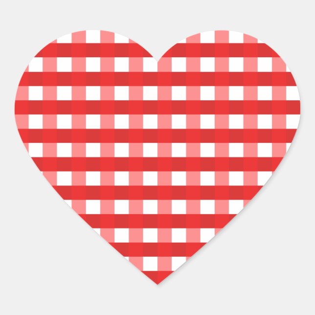 Sticker Cœur Joli Chic Rouge En vichy Motif de tissu vérifié (Devant)