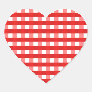 Sticker Cœur Joli Chic Rouge En vichy Motif de tissu vérifié