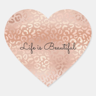 Sticker Cœur Joli Empreinte de léopard Peach