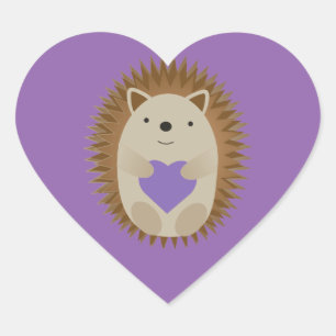 Sticker Cœur Joli Hérisson Vacant un coeur pourpre