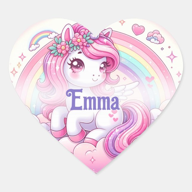Sticker Cœur Joli poney avec les coeurs (Devant)