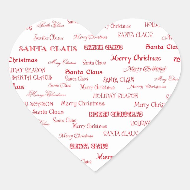 Sticker Cœur Joli texte de Noël rouge et blanc (Devant)