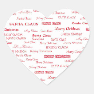 Sticker Cœur Joli texte de Noël rouge et blanc