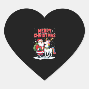 Sticker Cœur Joli Xmas Licorne Père Noël sur T-Shi de Noël Lico