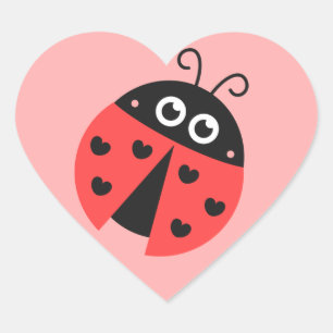 Sticker Cœur Jolie coccinelle aux coeurs noirs