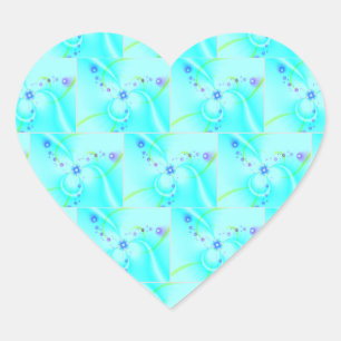 Sticker Cœur Jolie Fleur Bleue 