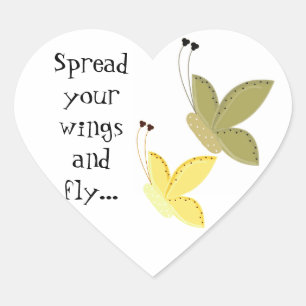 Sticker Cœur Jolies papillons avec dire