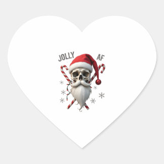 Sticker Cœur Jolly Af Christmas Skull Santa Hat Happy Xmas Holi