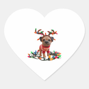 Sticker Cœur Jouer à la frontière Terrier aide avec le Noël