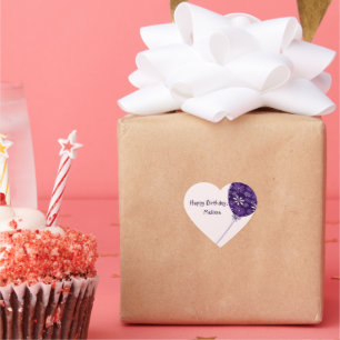 Sticker Cœur Jouer Violet Blush Balloon Joyeux anniversaire