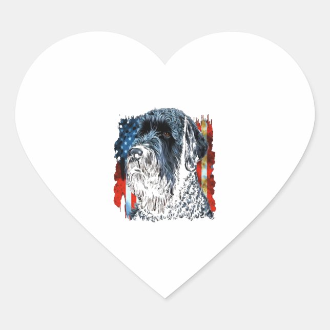 Sticker Cœur Jour commémoratif Noir russe Terrier drapeau améri (Devant)