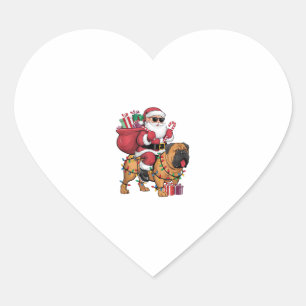 Sticker Cœur Jour de Noël Éclairage Père Noël équitation Chien