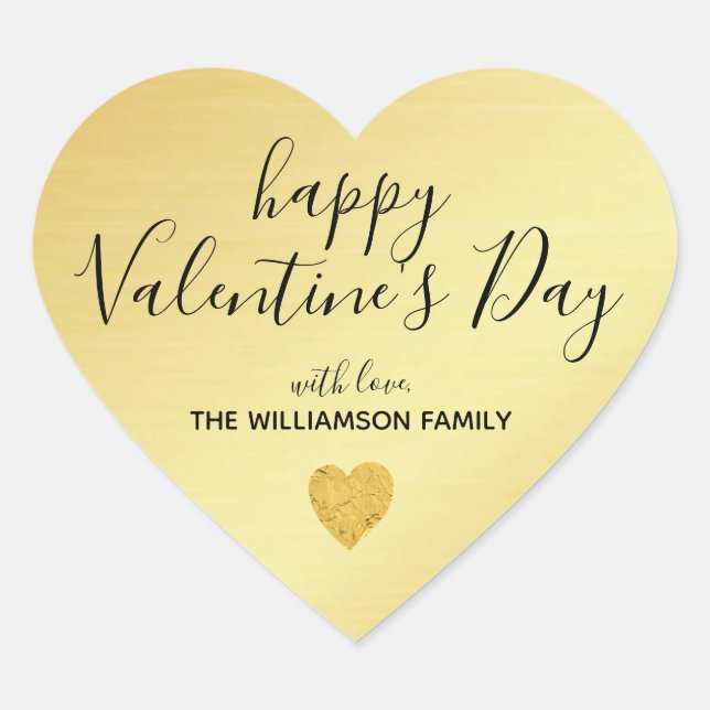 Sticker Cœur Jour des Valentines d'or personnalisé et tendance (Devant)