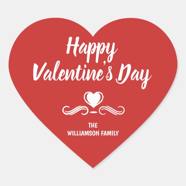 Sticker Cœur Jour des Valentines heureux personnalisées en roug (Devant)
