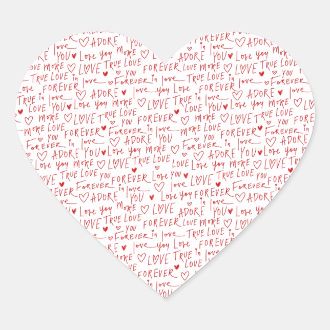 Sticker Cœur Jour des Valentines Mots romantiques (Devant)