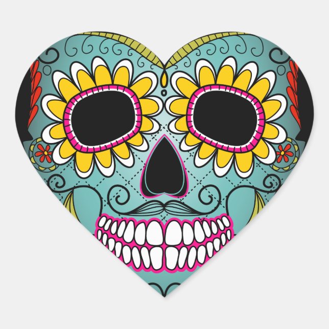 Sticker Cœur Jour du crâne de sucre mort (Devant)