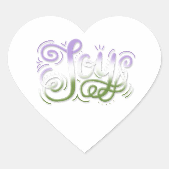 Sticker Cœur Joy Hand Letting Genderqueer Pride Green Purple (Devant)
