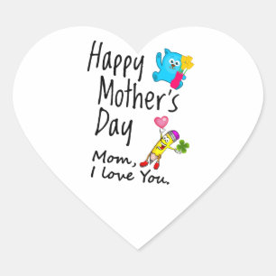 Sticker Cœur Joyeuse fête des mères. Maman, je t'aime.