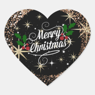 Sticker Cœur Joyeuse parties scintillant de Noël et étincelante