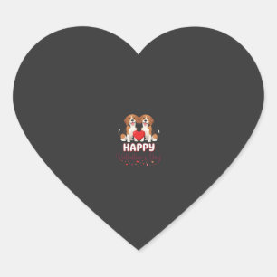 Sticker Cœur Joyeuse Saint-Valentin Couple Beagle