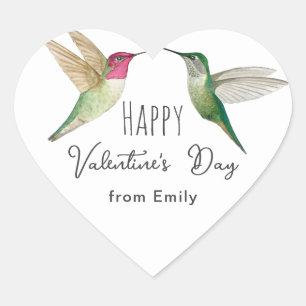Sticker Cœur Joyeuse Saint-Valentin personnalisée Colibris  