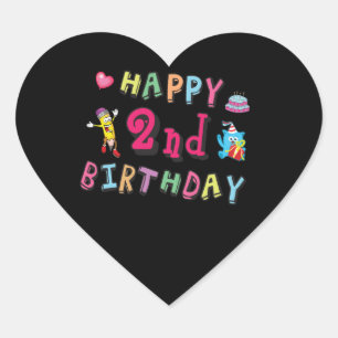 Sticker Cœur Joyeux 2e anniversaire. 2 ans avant jour.