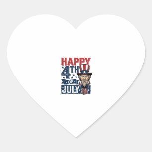 Sticker Cœur Joyeux 4 juillet vintage oncle patriotique chemise