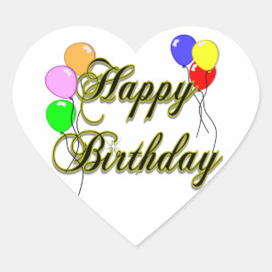Sticker Cœur Joyeux anniversaire avec ballons 2