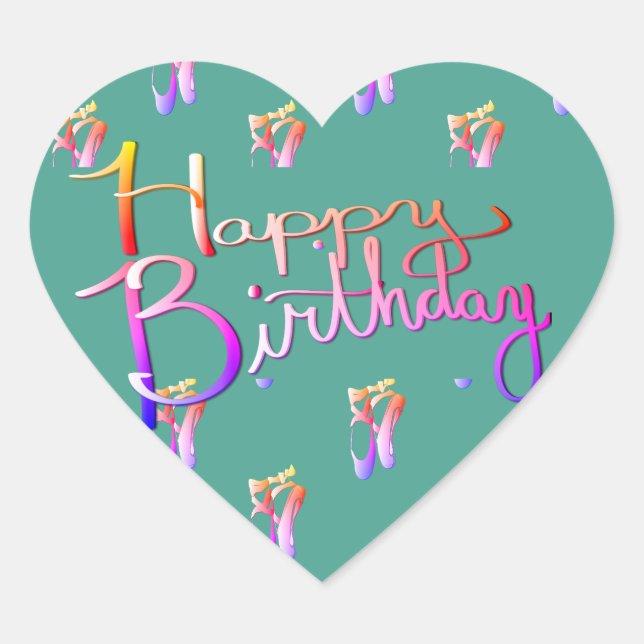 Sticker Cœur "Joyeux anniversaire !" Écrit à la main avec des c (Devant)