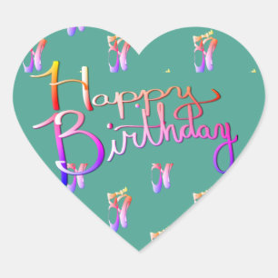 Sticker Cœur "Joyeux anniversaire !" Écrit à la main avec des c