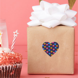 Sticker Cœur Joyeux anniversaire, gâteau aux bougies,