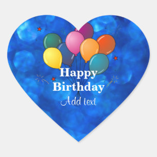 Sticker Cœur Joyeux anniversaire, MODÈLE, personnalisation,