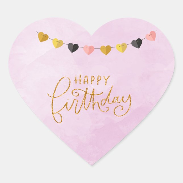 Sticker Cœur Joyeux anniversaire pour elle (Devant)