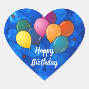 Sticker Cœur Joyeux Ballons de fête d'anniversaire