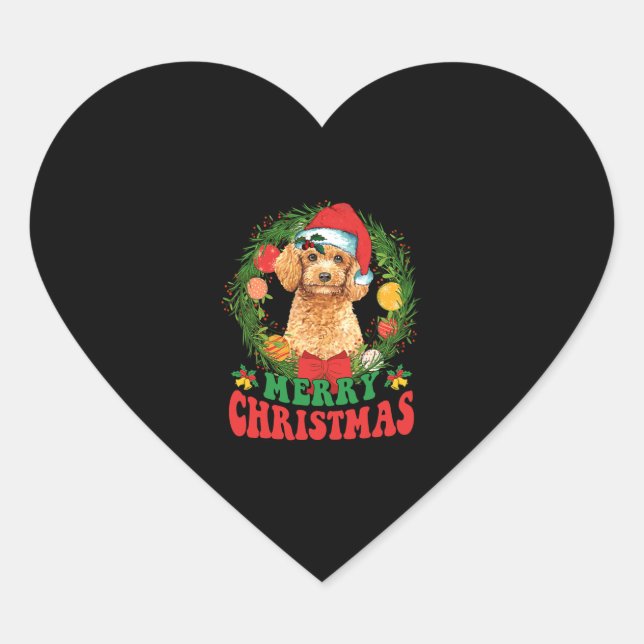 Sticker Cœur Joyeux canicule de Noël Amoureux des chiens de San (Devant)