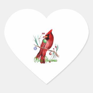 Sticker Cœur Joyeux Cardinal de Noël
