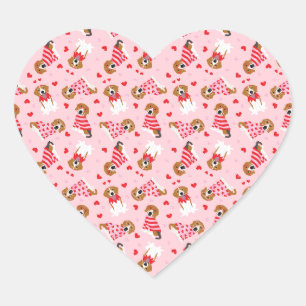 Sticker Cœur Joyeux Chiens Beagles de la fête des Valentines
