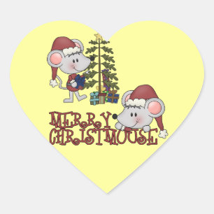 Sticker Cœur Joyeux Christmouse avec l'arbre