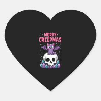 Sticker Cœur Joyeux Creepmas Chat Pastel Goth Noël Crâne T-S
